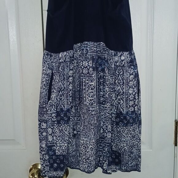 Lands' End Girls Blue white racer back dress with pockets Sz XL 14+-16+ NWOT - Picture 5 of 8